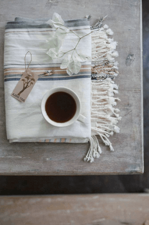 Kenyan tea product styled on kikoy cloth for a commercial video production in Kenya
