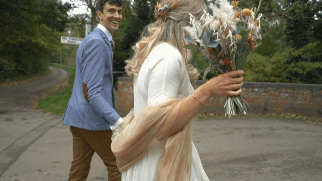 Close-up of the couple sharing a moment