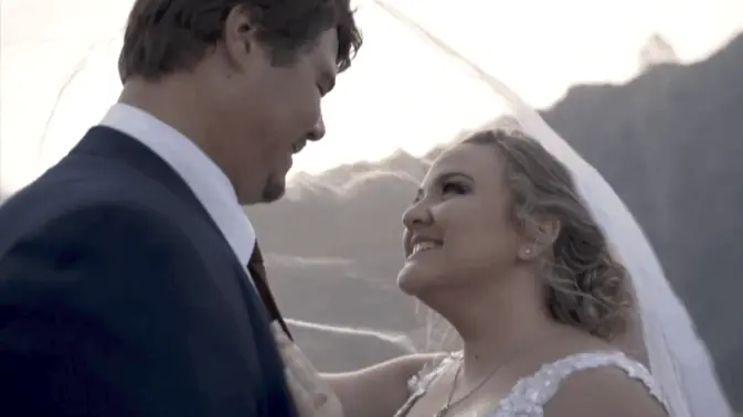 bride and groom looking into each others eyes filmed by wedding videographer Portugal