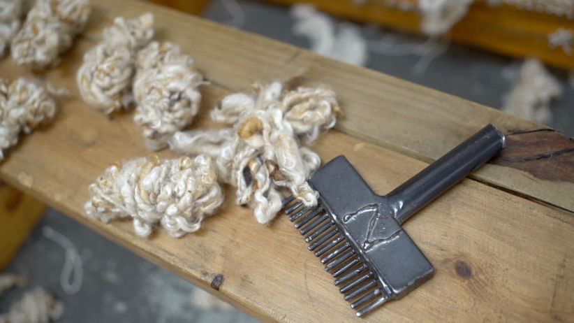 weaving tools and wool